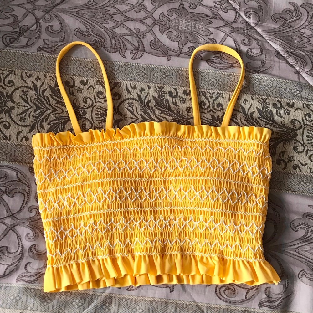 Yellow Ruffle Bikini Top